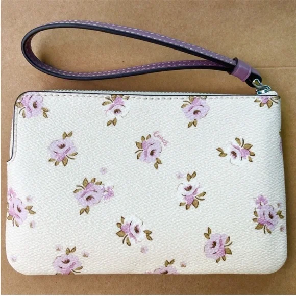 Coach Corner Zip Wristlet With Floral Print # CAL72 - Picture 4 of 6